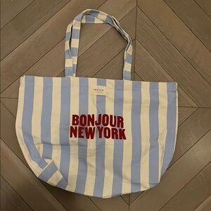 Sezane Blue and White Striped Tote Bag